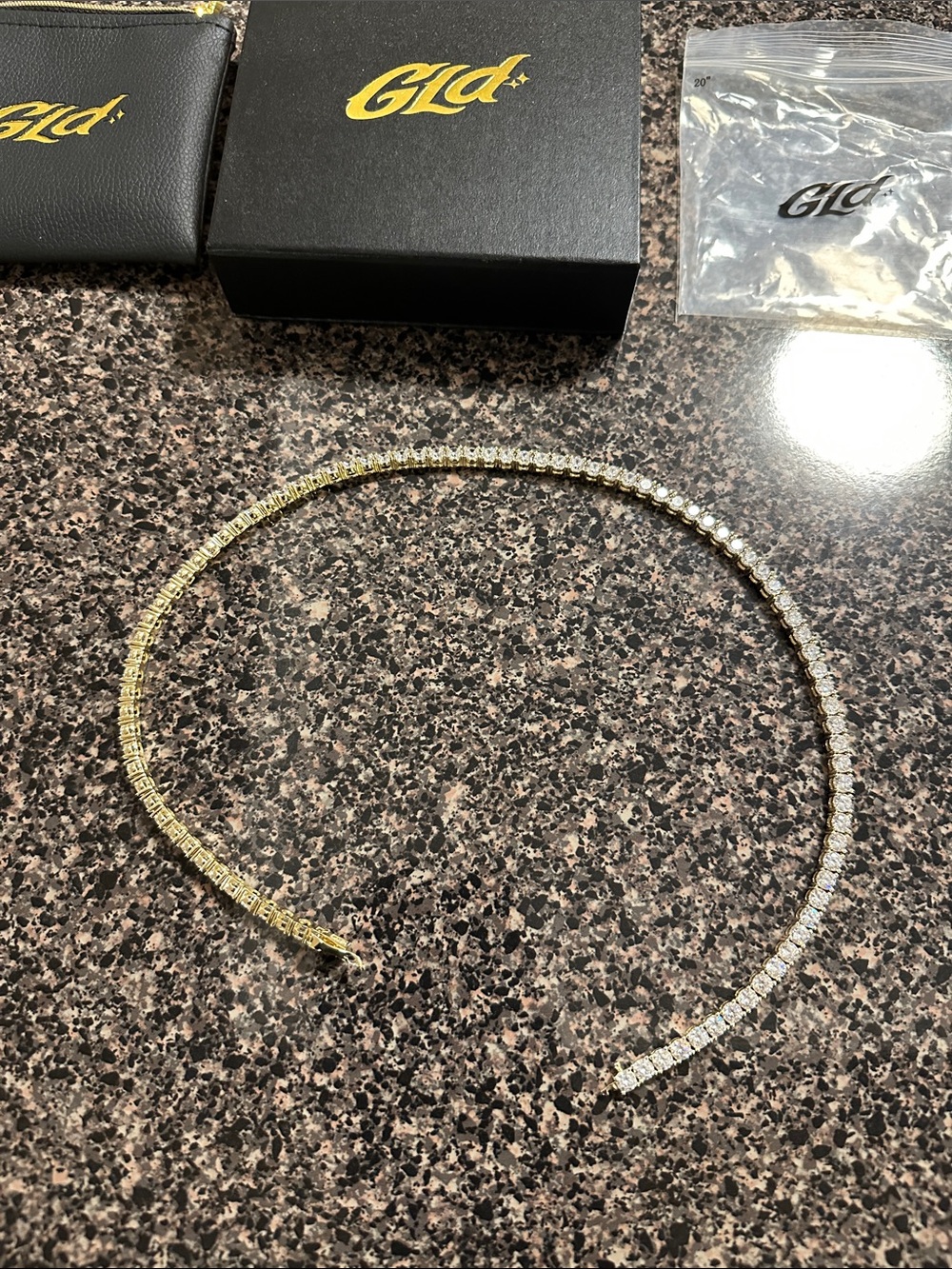 Gld Tennis Necklace in Yellow Gold and Silver with Clear Stones